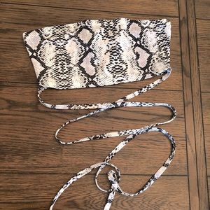 Strapless Crop Top With Wrap Tie